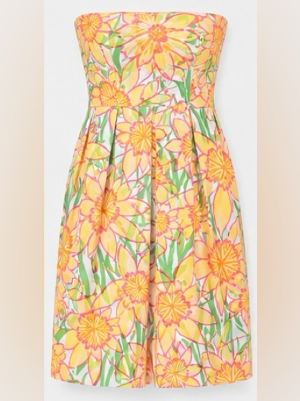 Lilly Pulitzer Franco Dress Classic White Daffies Strapless Floral Size 0 - Picture 7 of 13